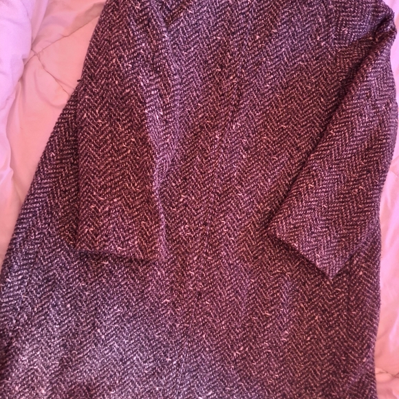 Women's Herringbone Tweed Coat - Black and Gray - Picture 12 of 13